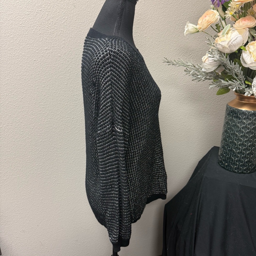 Apt 9 Black Metallic Knit Sweater Crewneck Long Sleeve Size L - Picture 5 of 9